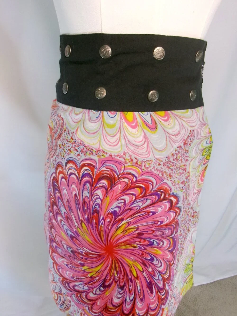 Pacap Reversible Adjustable Wrap Skirt Boho Festival Psychedelic Floral Cotton - Picture 6 of 8